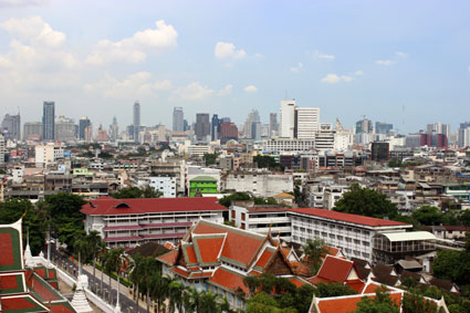 Imagen de Bangkok desde la terraza del templo del Monte Dorado